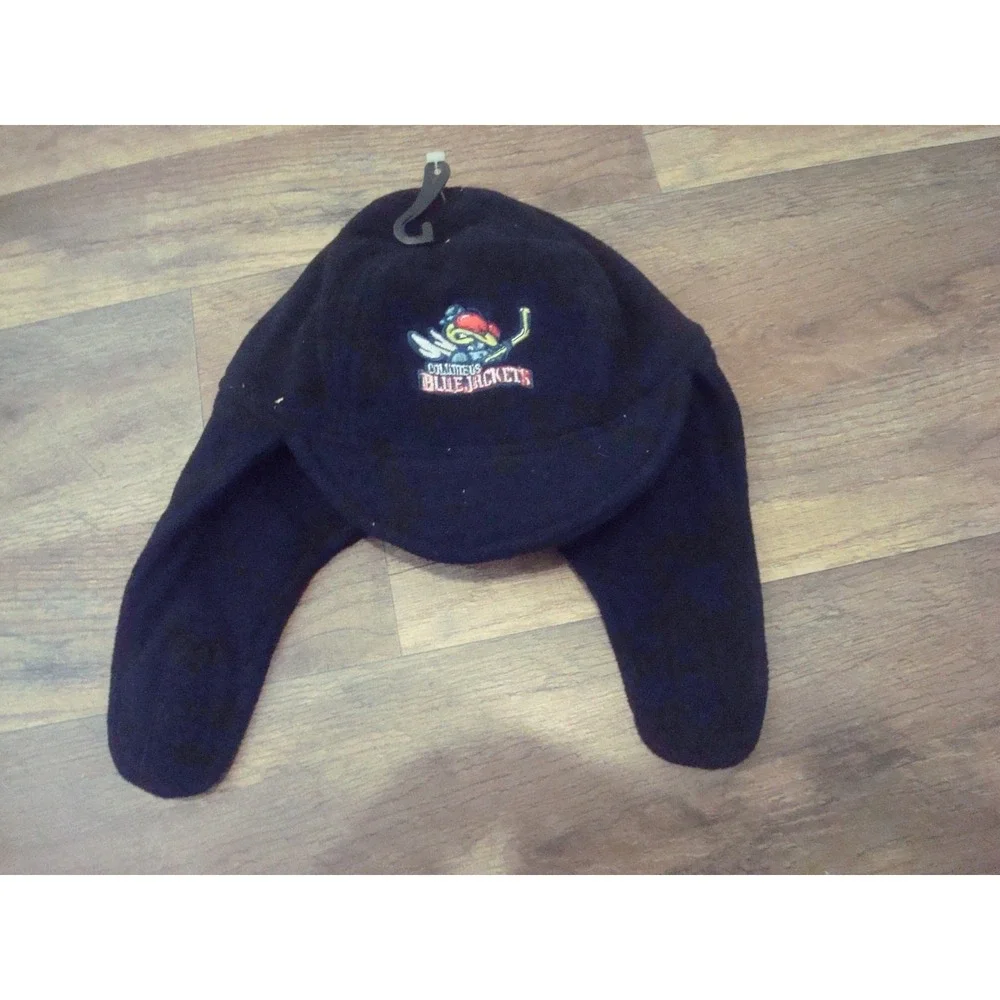 YOUTH COLUMBUS BLUE JACKETS  00S Y2K KNIT TOBOGGANHAT CAP DEADSTOCK  VINTAGE ST4